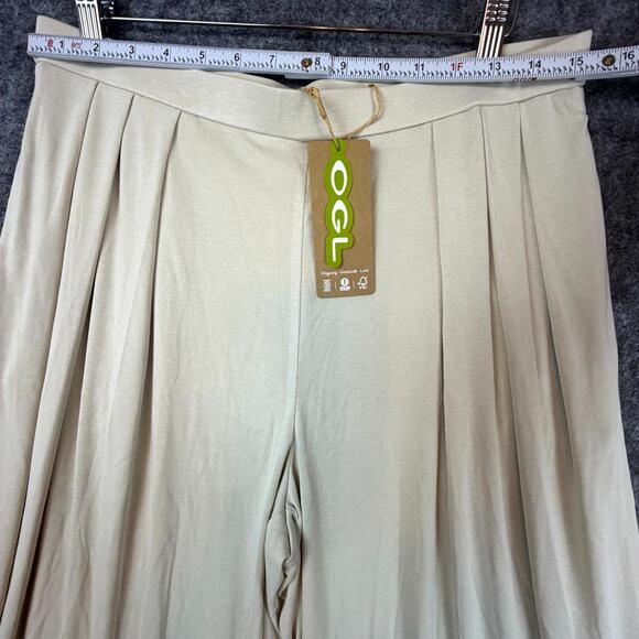 OGL Move Pants Womens Large Morning Mist Sandwashed Mid Rise Pleated Wide Leg - Picture 4 of 9